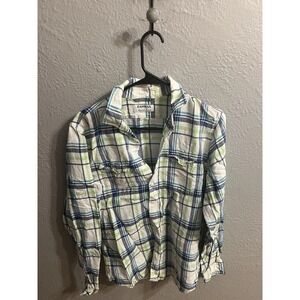 Express Long Sleeve Shirt Size Small White Blue & Green Plaid Button Up Mens‎